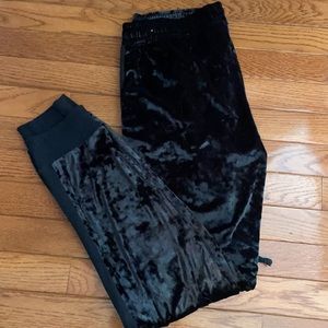 Black Velour PINK joggers